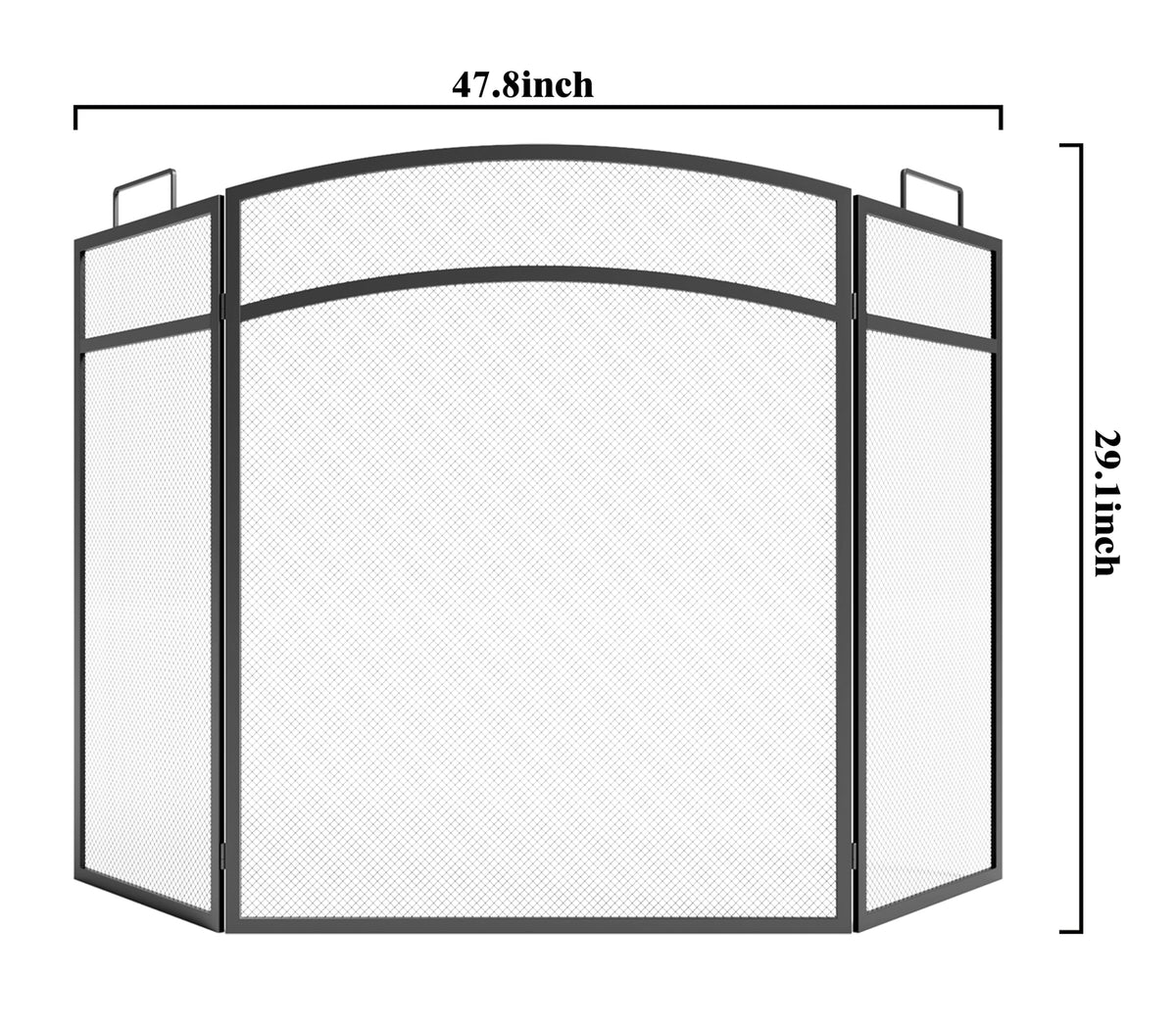 Black Foldable Wrought Metal Mesh Fireplace Screen Q717