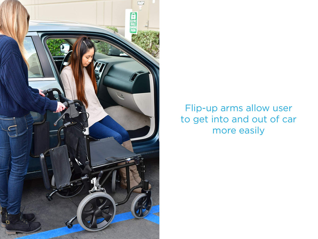 Lightweight Transport Chair with Locking Hand Brakes, Black S772