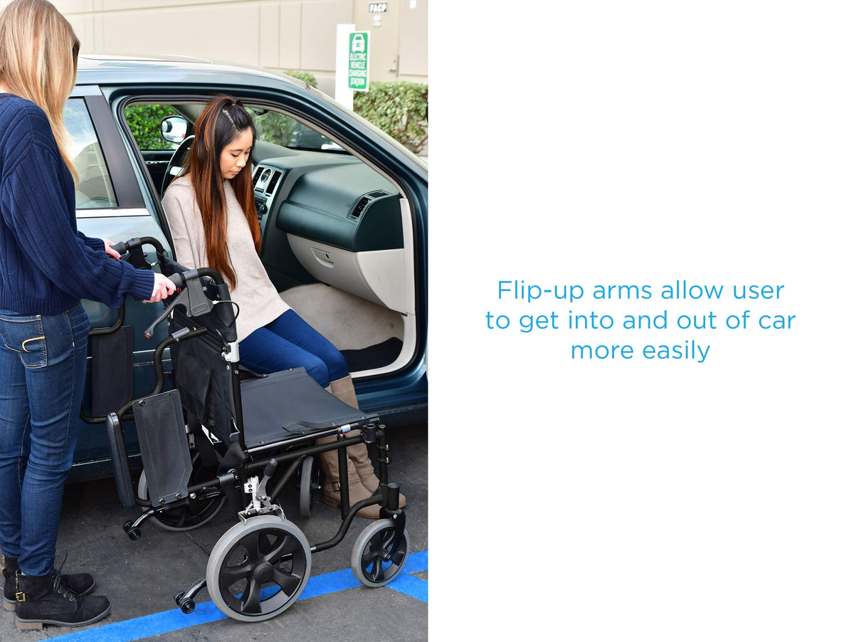 Lightweight Transport Chair with Locking Hand Brakes, Black S772