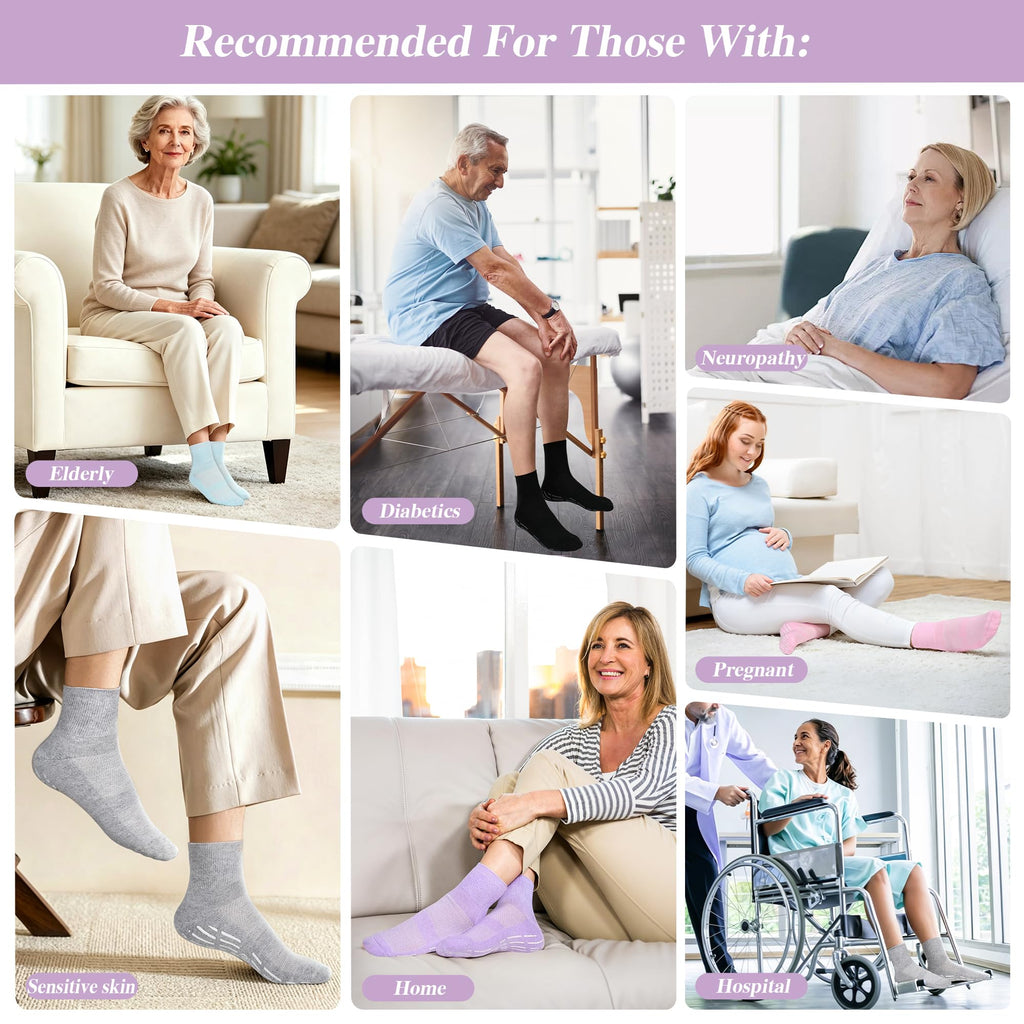 Non Slip Seamless Diabetic Ankle Socks 5 Pairs D740