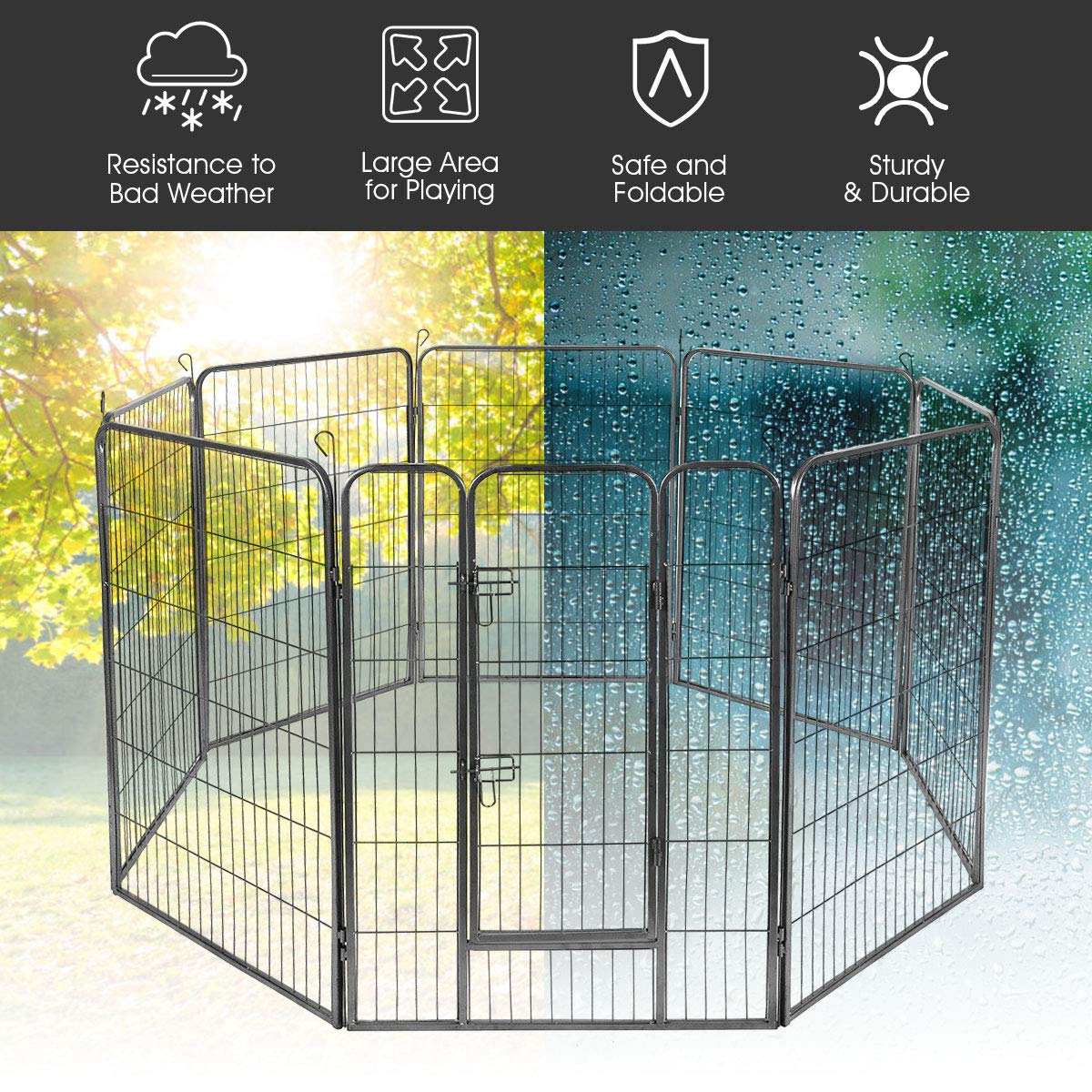 16 Panel Metal Pet Playpen with Door K6945
