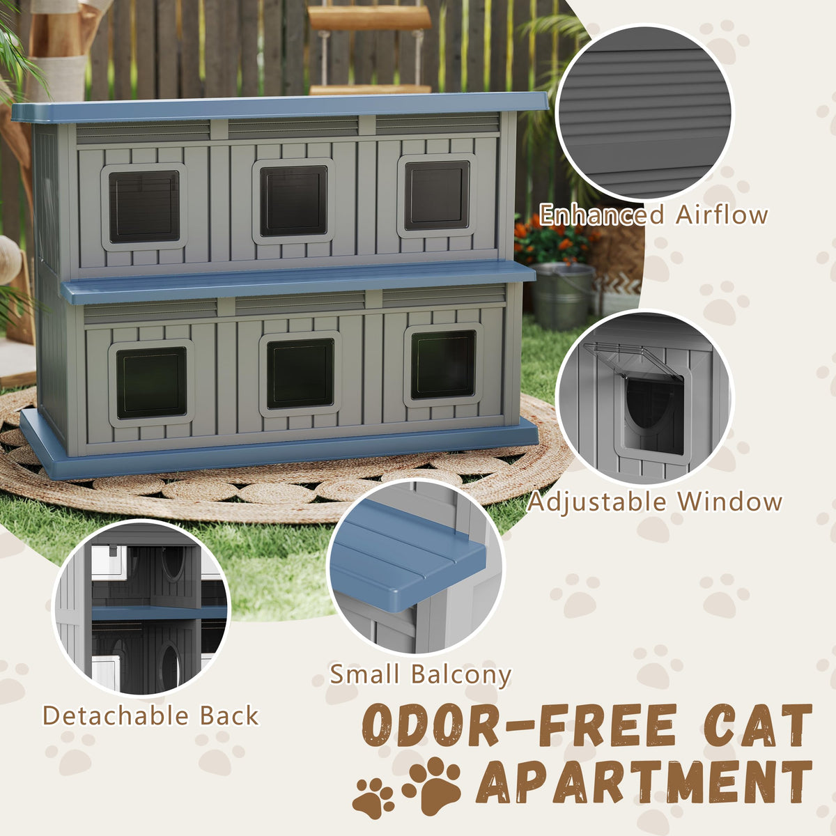 Resin Double-Decker Outdoor Cat House T362