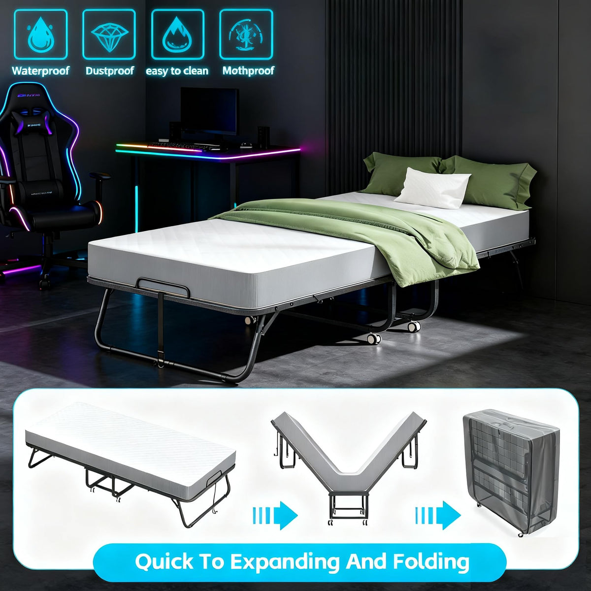Folding Bed with Mattress X26410