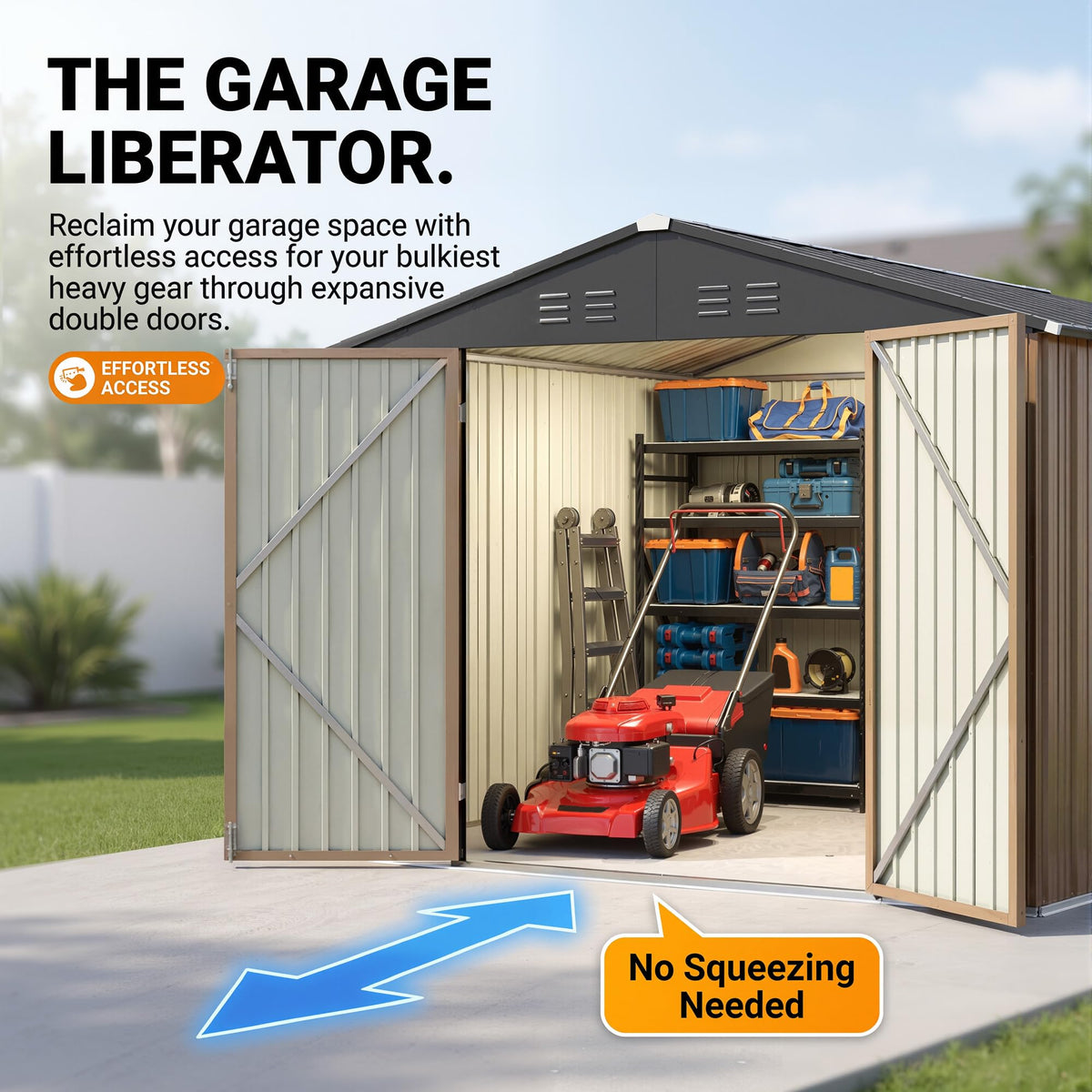 8x10 FT Metal Outdoor Storage Shed with Lockable Door I42782