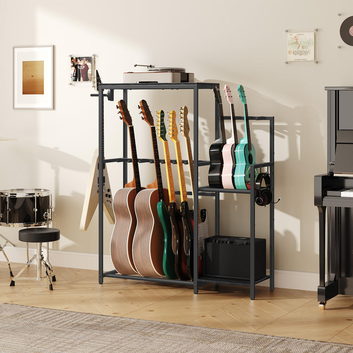 Guitar Stand, Multi-Guitar Rack, AMP Stand, Record Rack Z539