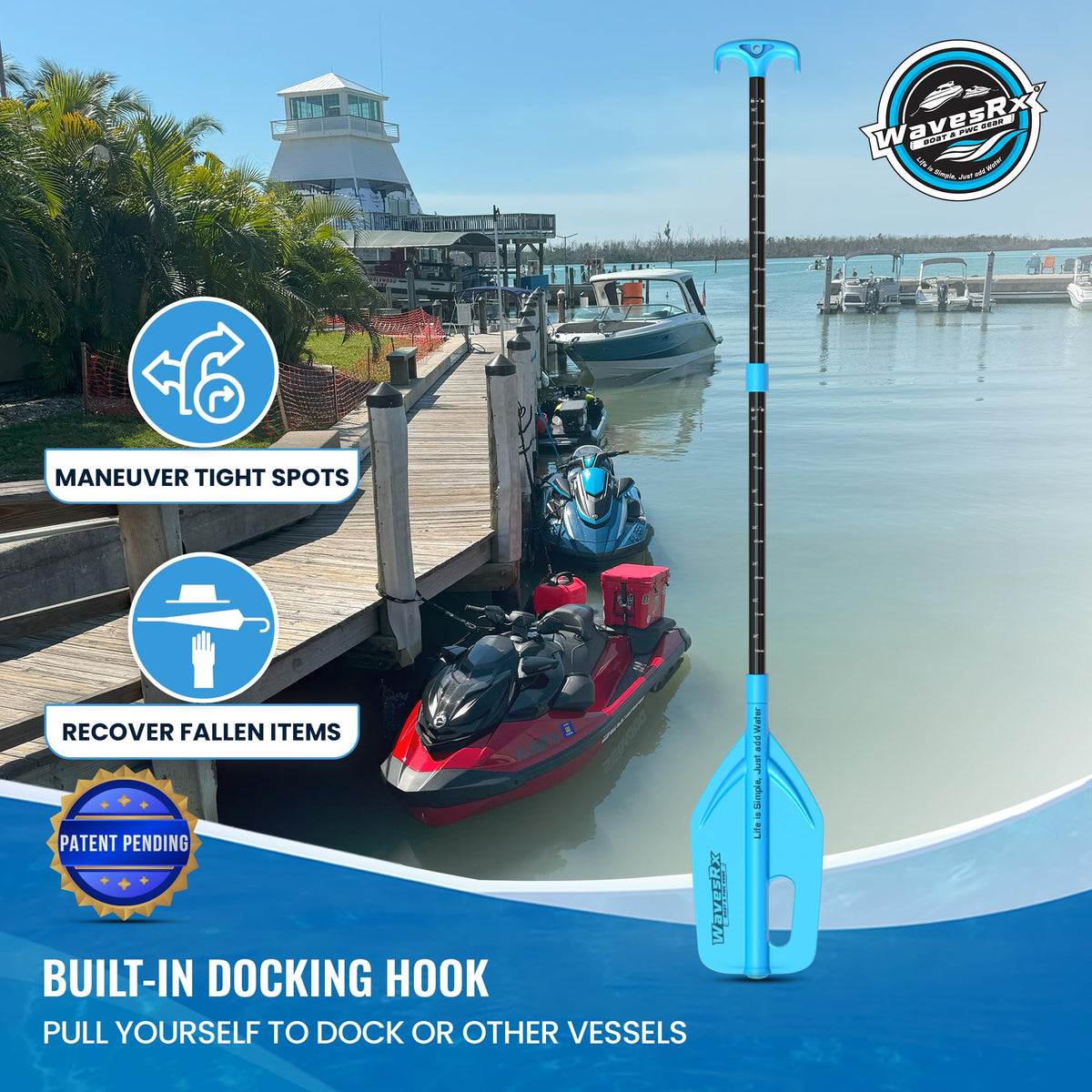 Telescoping Paddle with Docking Hook & Depth Gauge Z5638