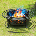 36 Inch Outdoor Fire Pit with Spark Screen Black A7050