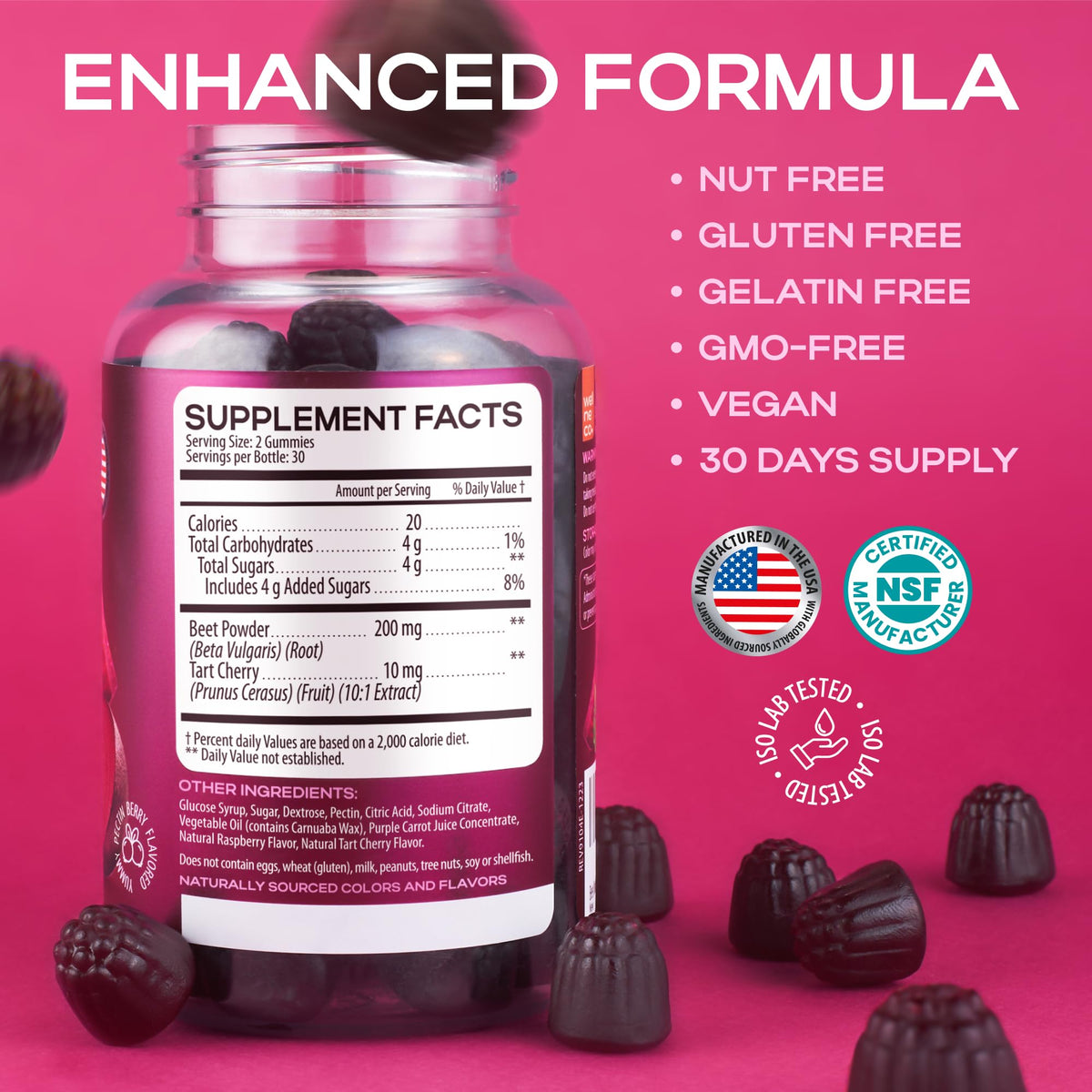 Beet Root Gummies with Tart Cherry, 60 Pcs Y68249