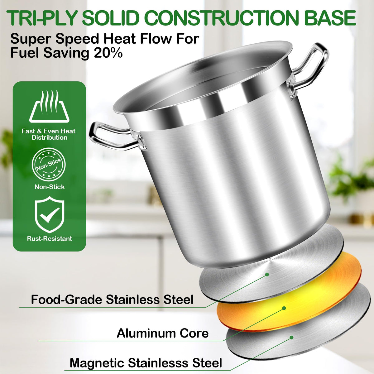 40 Quart Stainless Steel Stockpot with Lid H521