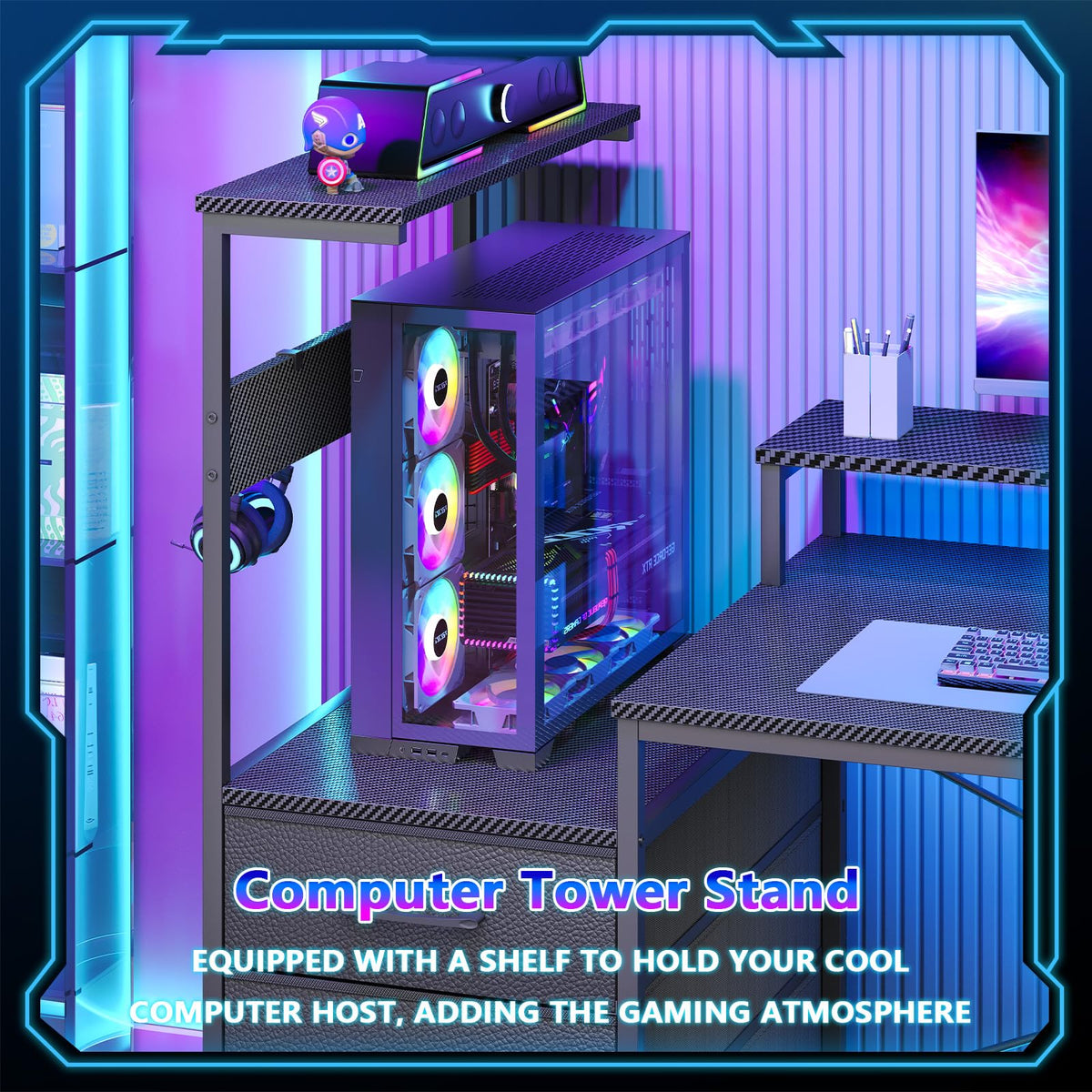 L Shaped Gaming Desk with Drawers P5180