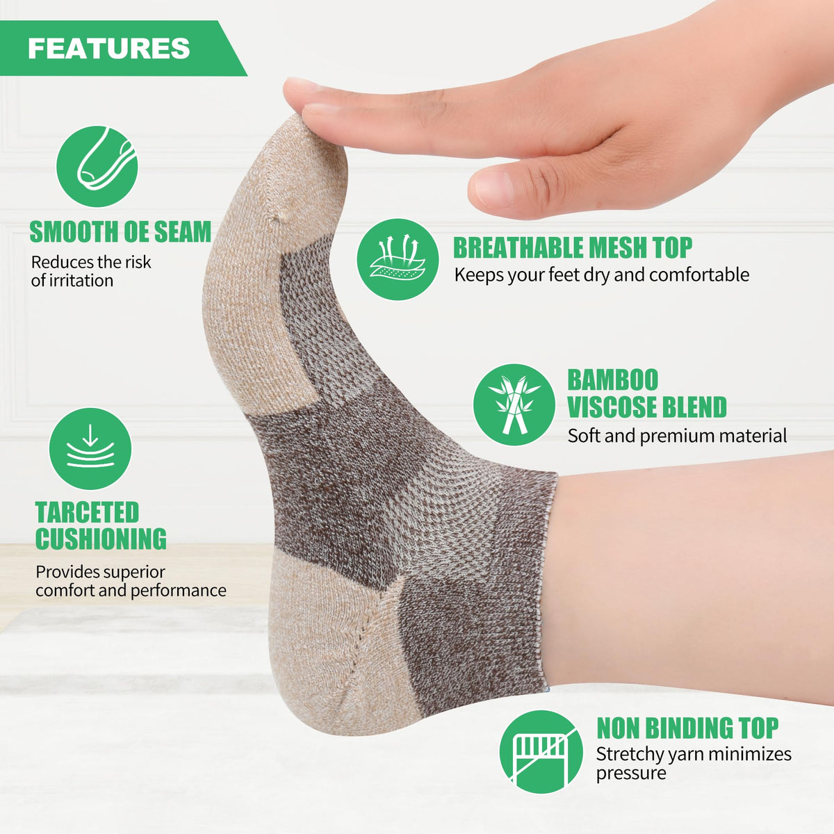 Diabetic Socks for Men, 12 Pairs Ankle & Low Cut Size 9-15 I938
