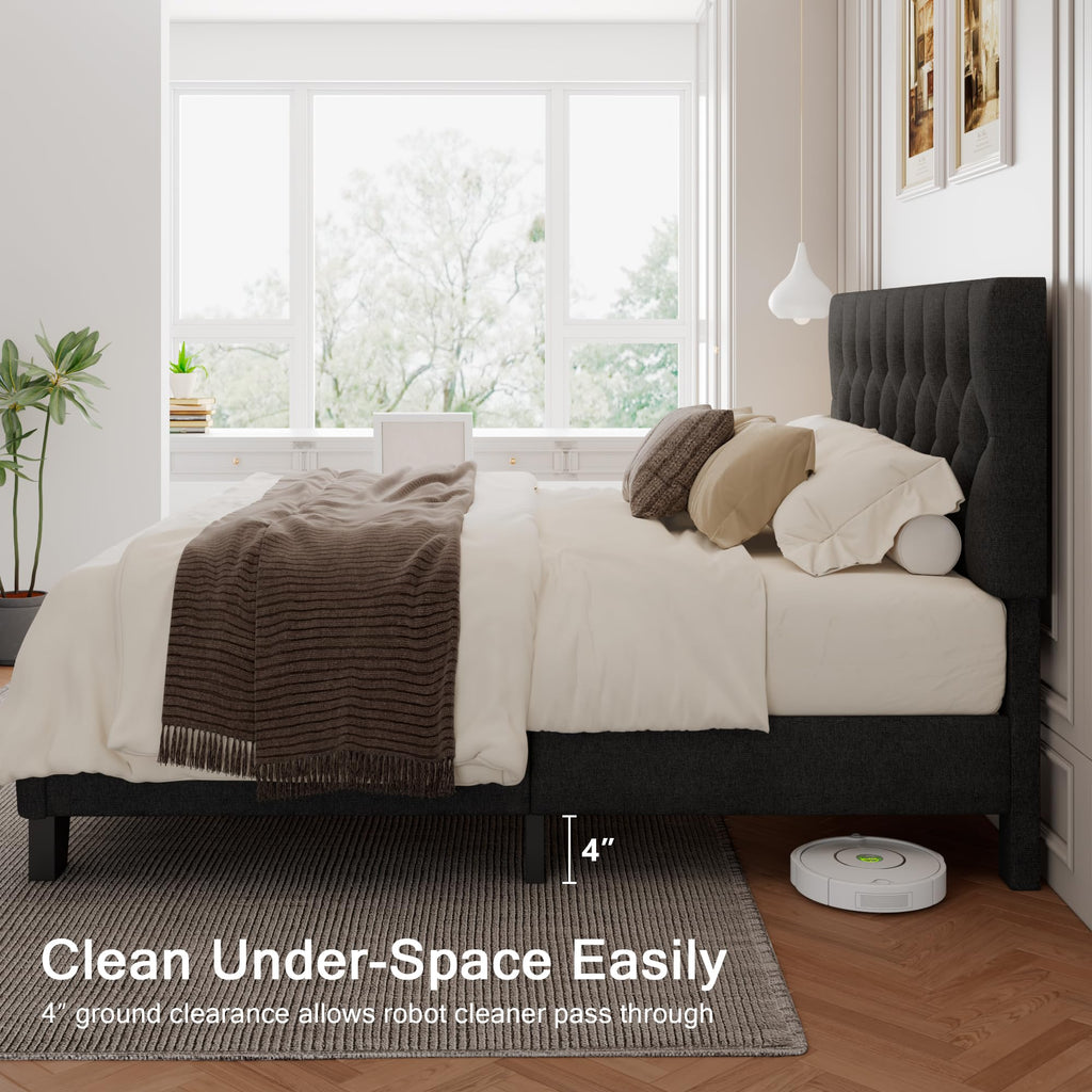 King Size Upholstered Platform Bed with Headboard I772638