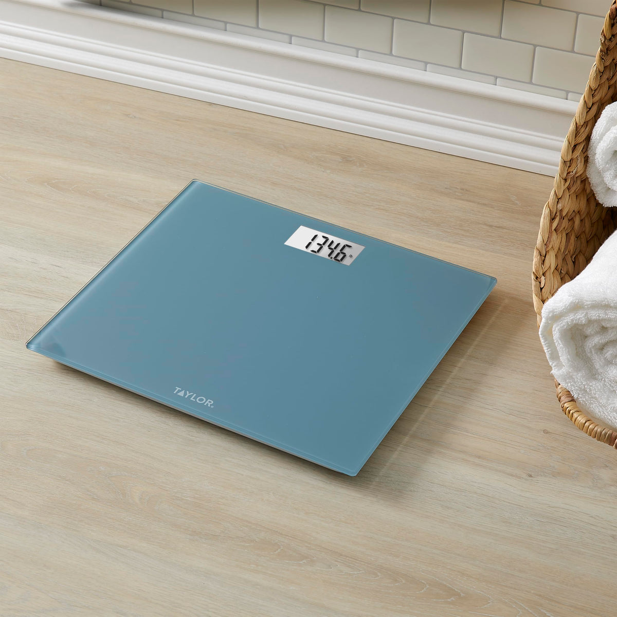 Digital Scale, Extra-Wide 13x15 Glass Platform, Slate Blue L672542