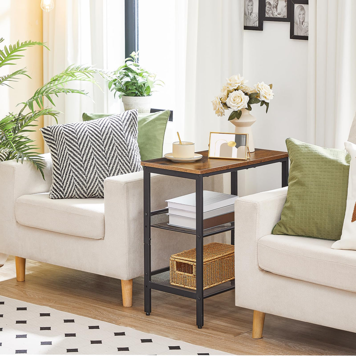 3-Tier Narrow End Table with Adjustable Shelves H961566