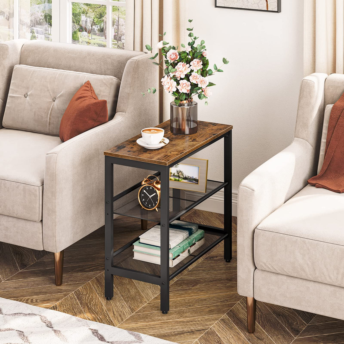 3-Tier Narrow End Table with Adjustable Shelves H961566