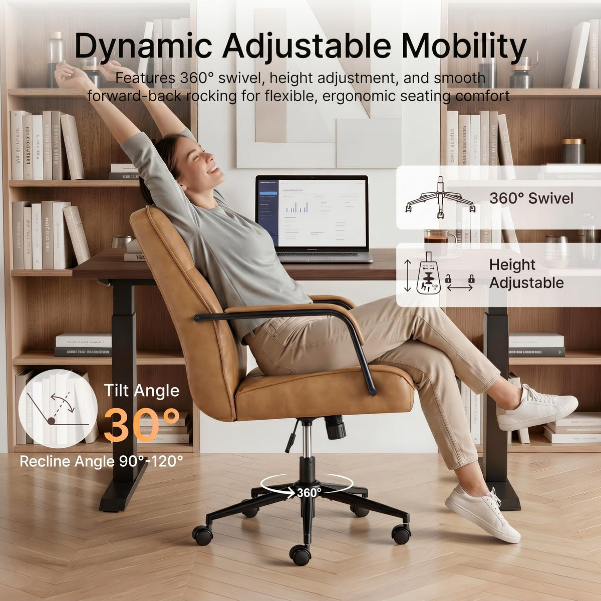 Ergonomic Faux Leather Office Chair with Lumbar Support A1787