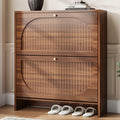 Luminous Walnut Shoe Storage Cabinet with Adjustable Shelves R56777