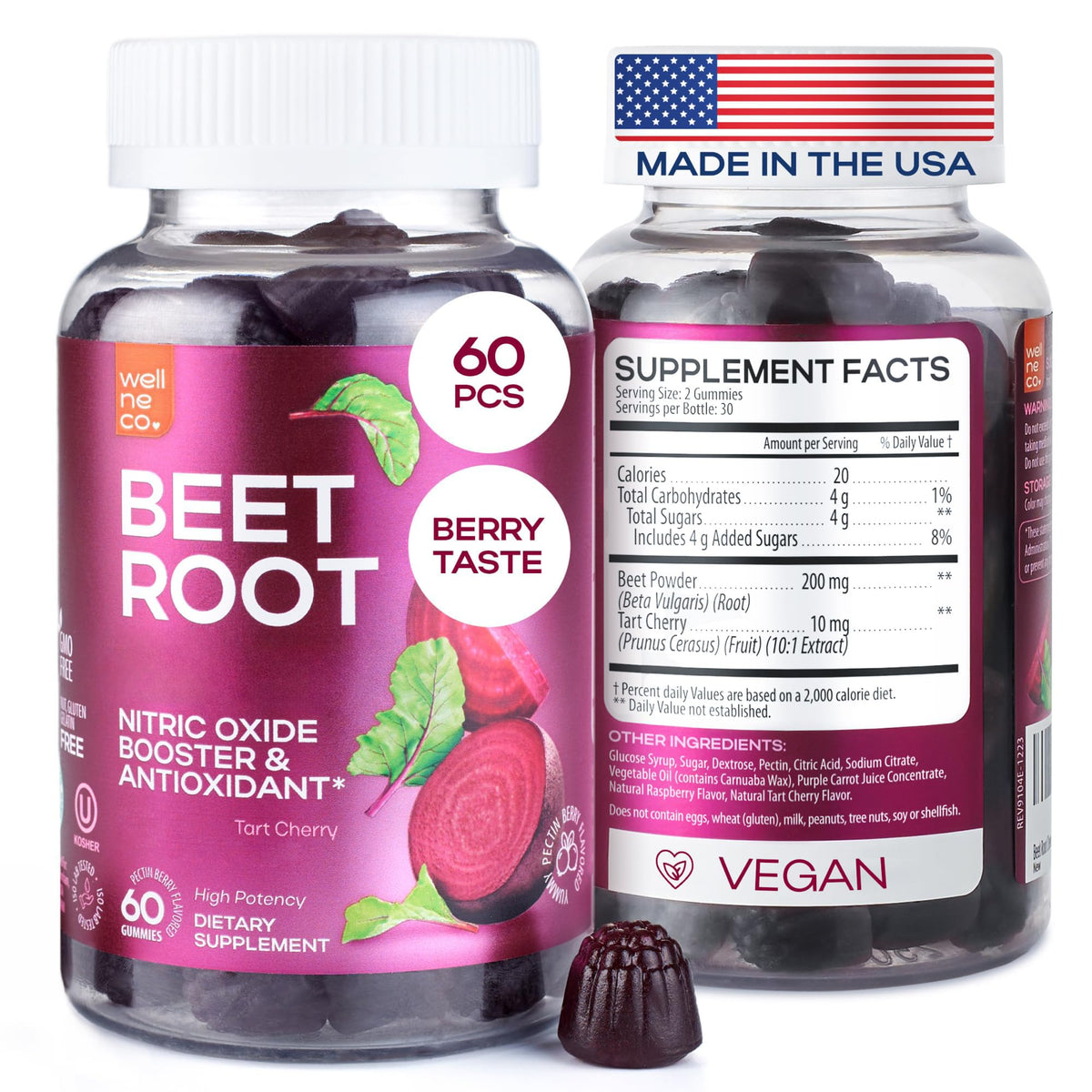 Beet Root Gummies with Tart Cherry, 60 Pcs Y68249