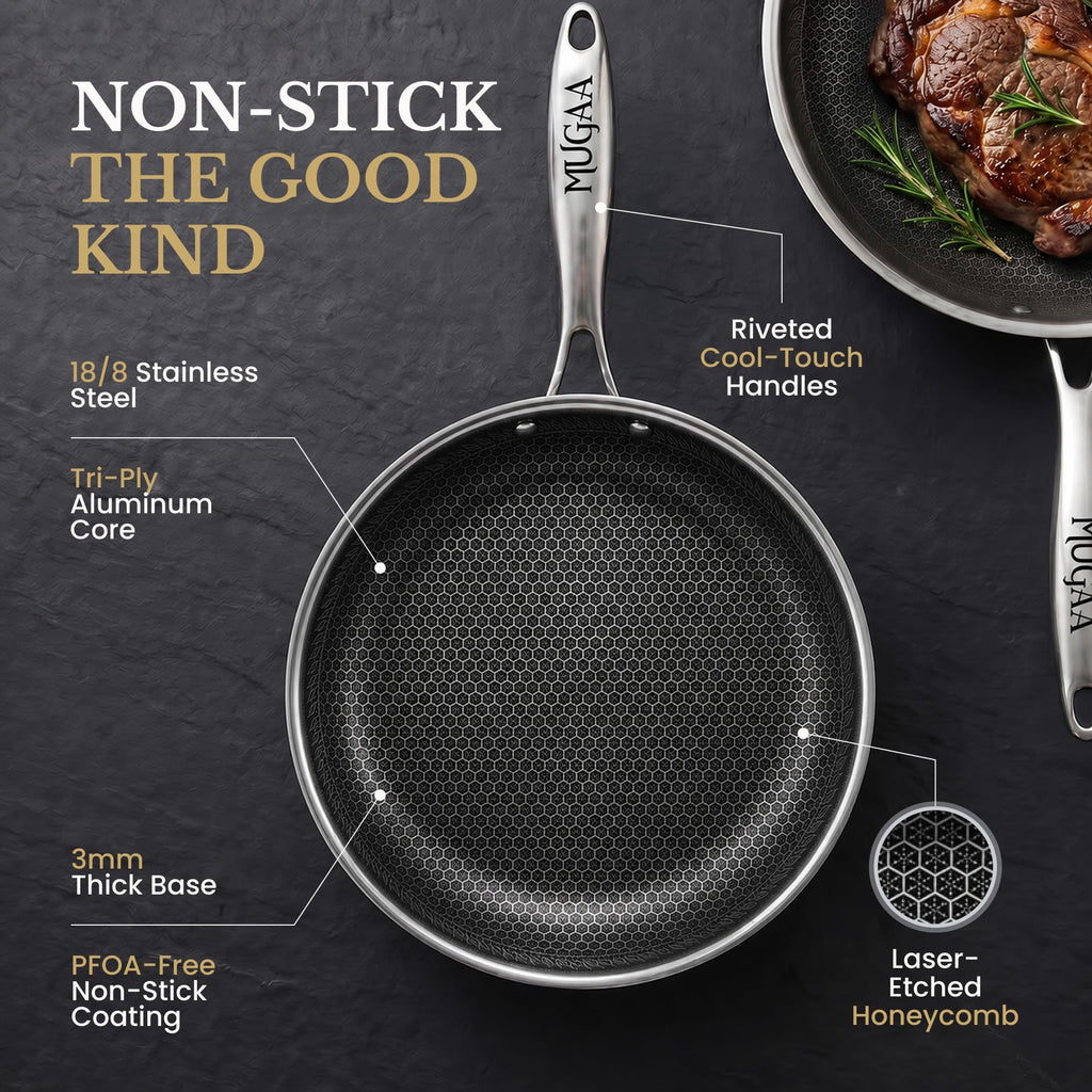 8/10/12" Stainless Steel Nonstick Pan Set A92203
