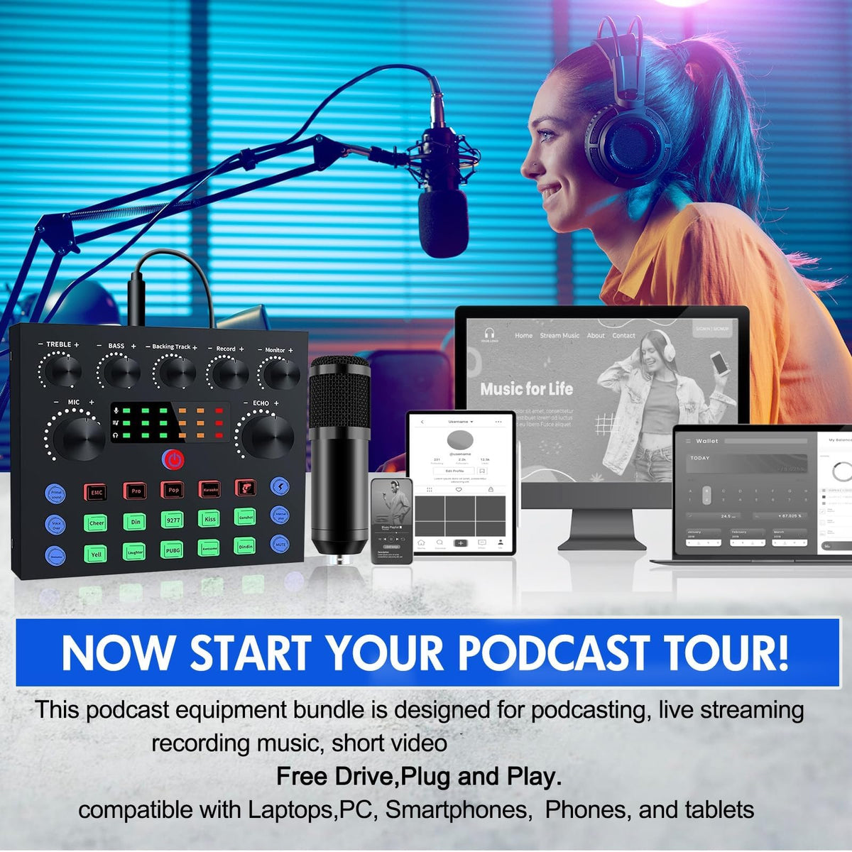 Podcast Equipment Bundle with Voice Changer P2465