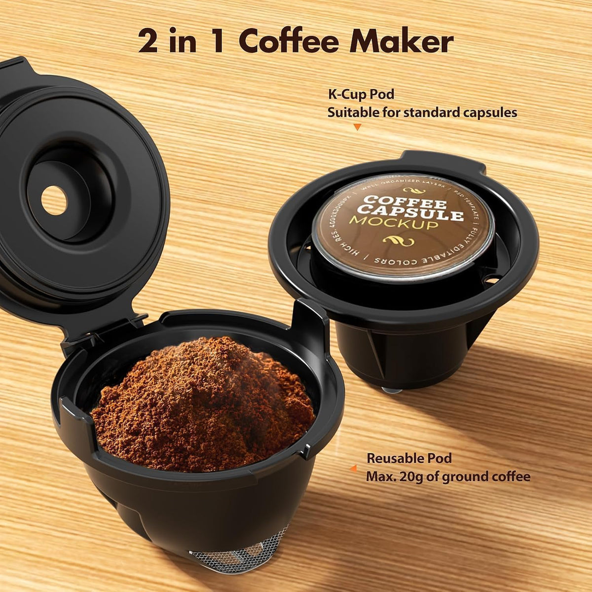 Single Serve 2 in 1 Coffee Maker with 40oz Removable Water Reservoir X653