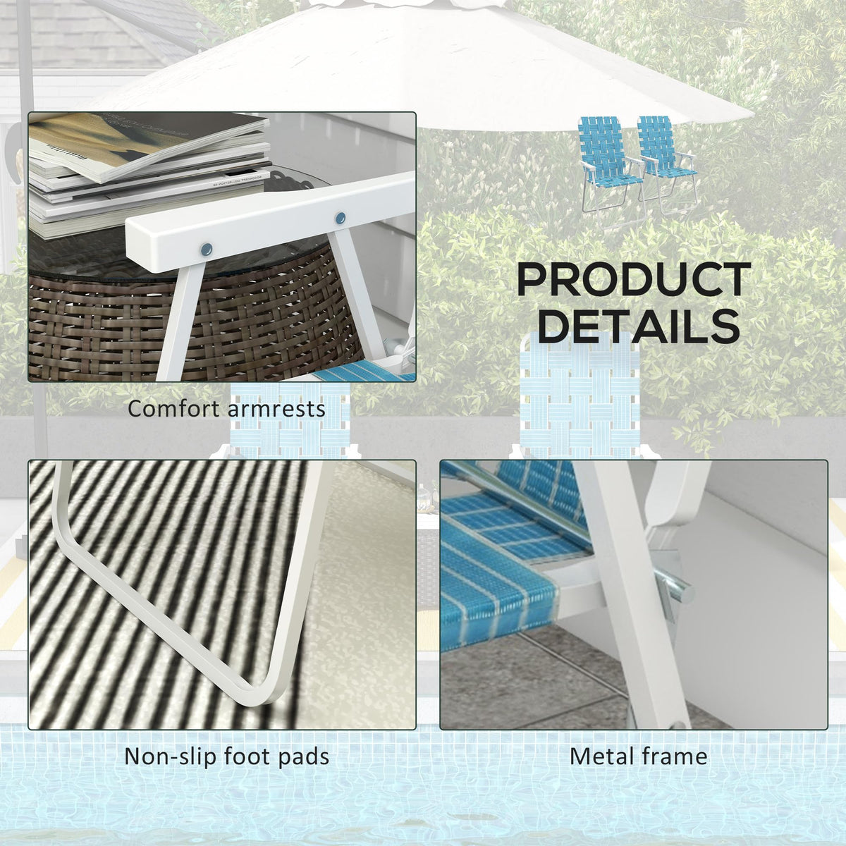 Set of 2 Blue Patio Folding Chairs S439