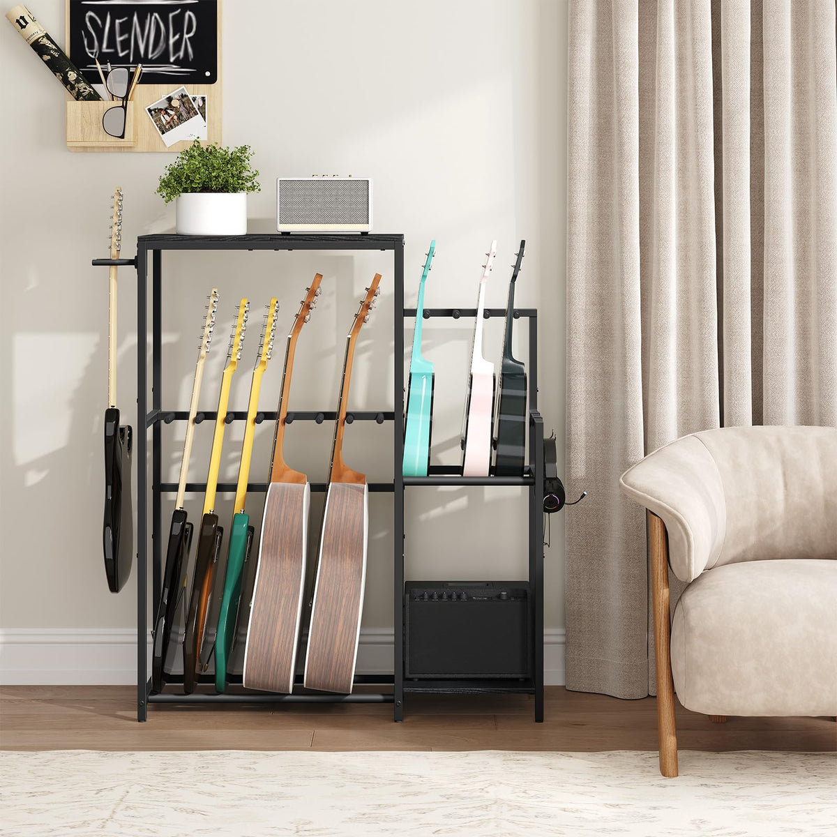 Guitar Stand, Multi-Guitar Rack, AMP Stand, Record Rack Z539