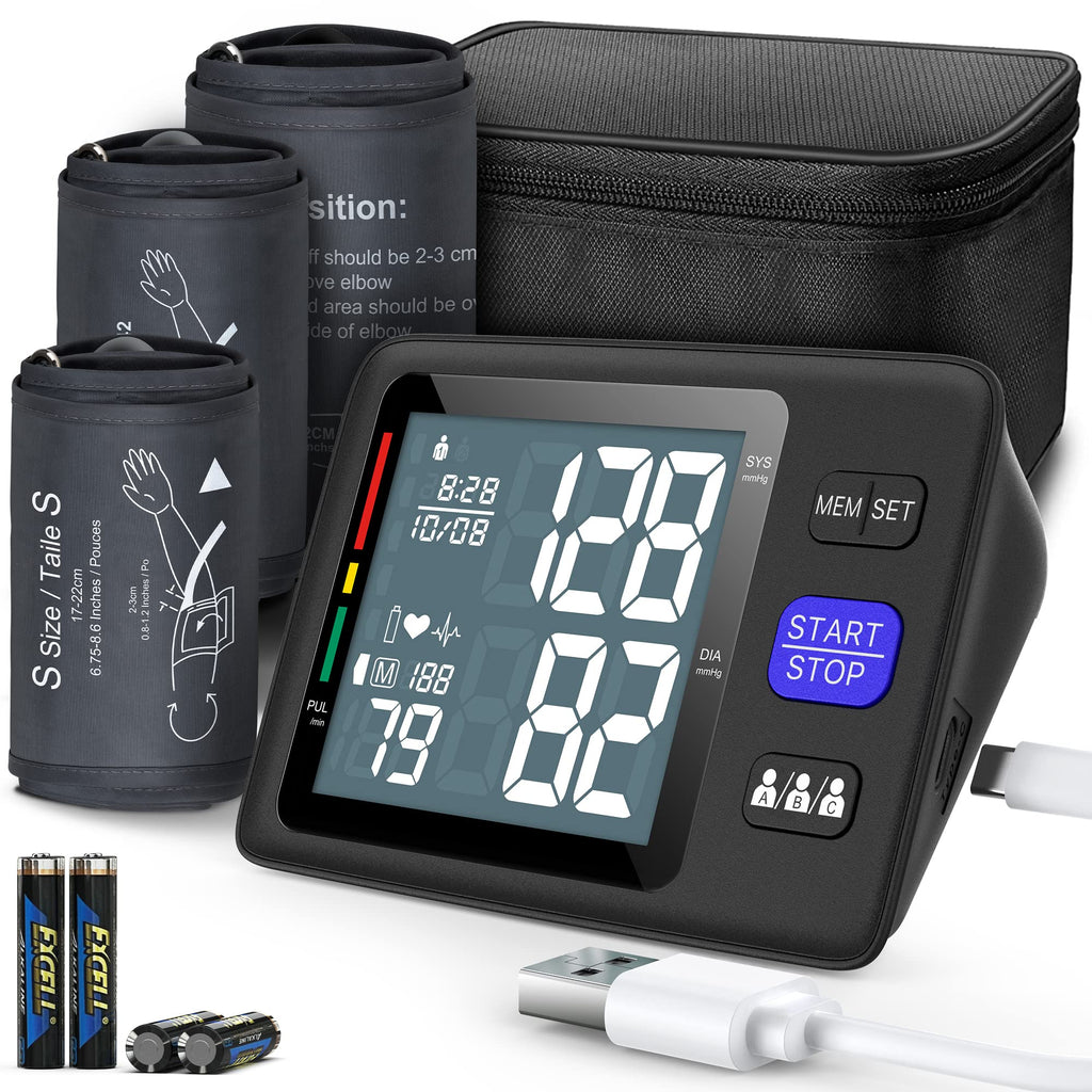 Blood Pressure Machine Upper Arm, 3 Size Cuffs, Automatic Digital BP Monitor, Large Backlit LCD N694