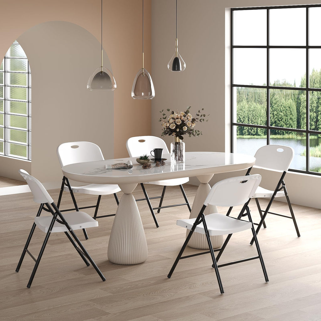 Heavy Duty Plastic Folding Chair with Steel Frame, White, 16 Pack V1867