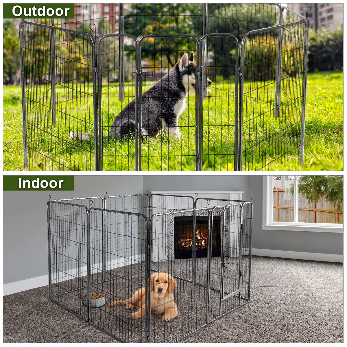 16 Panel Metal Pet Playpen with Door K6945