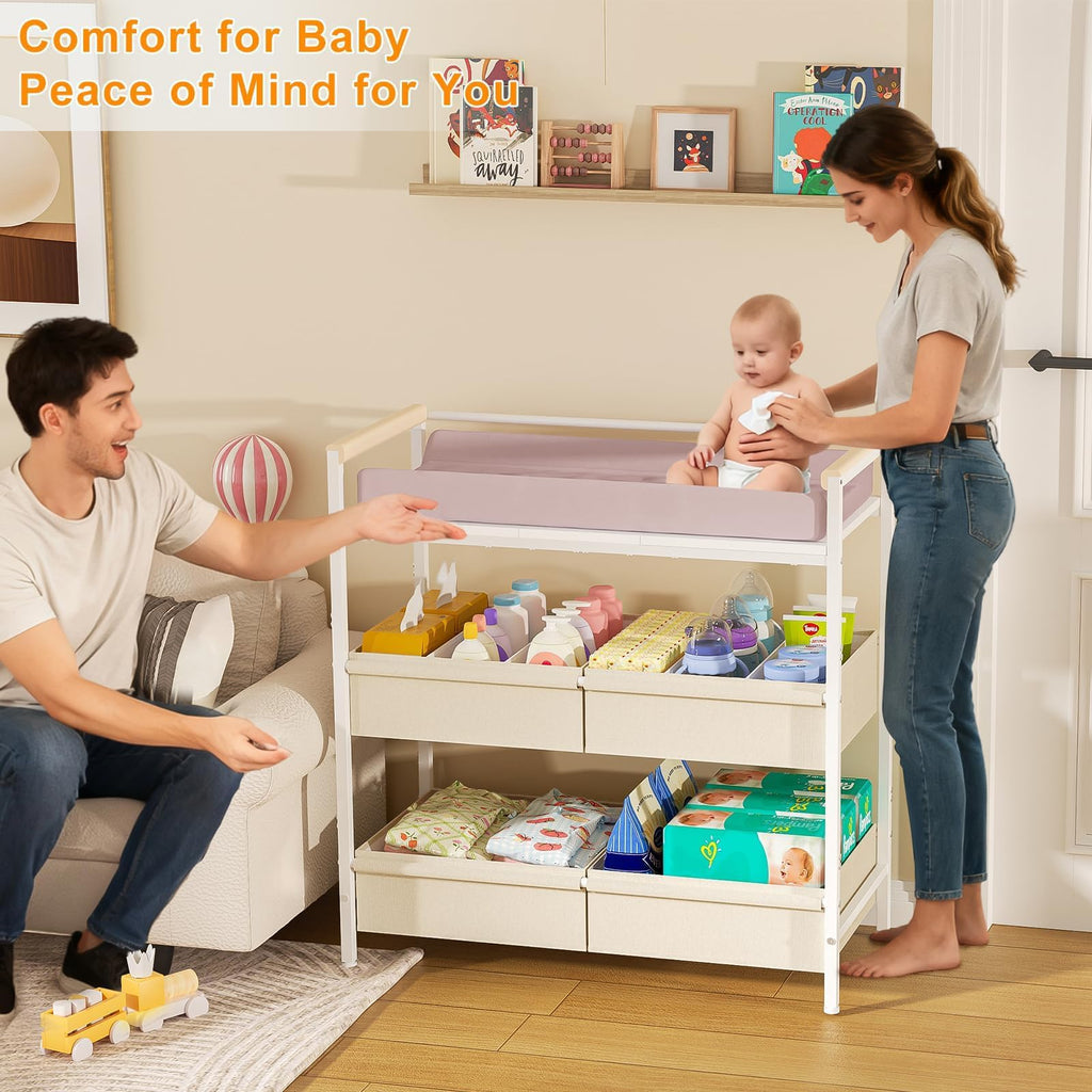 White Baby Changing Table with Storage D540