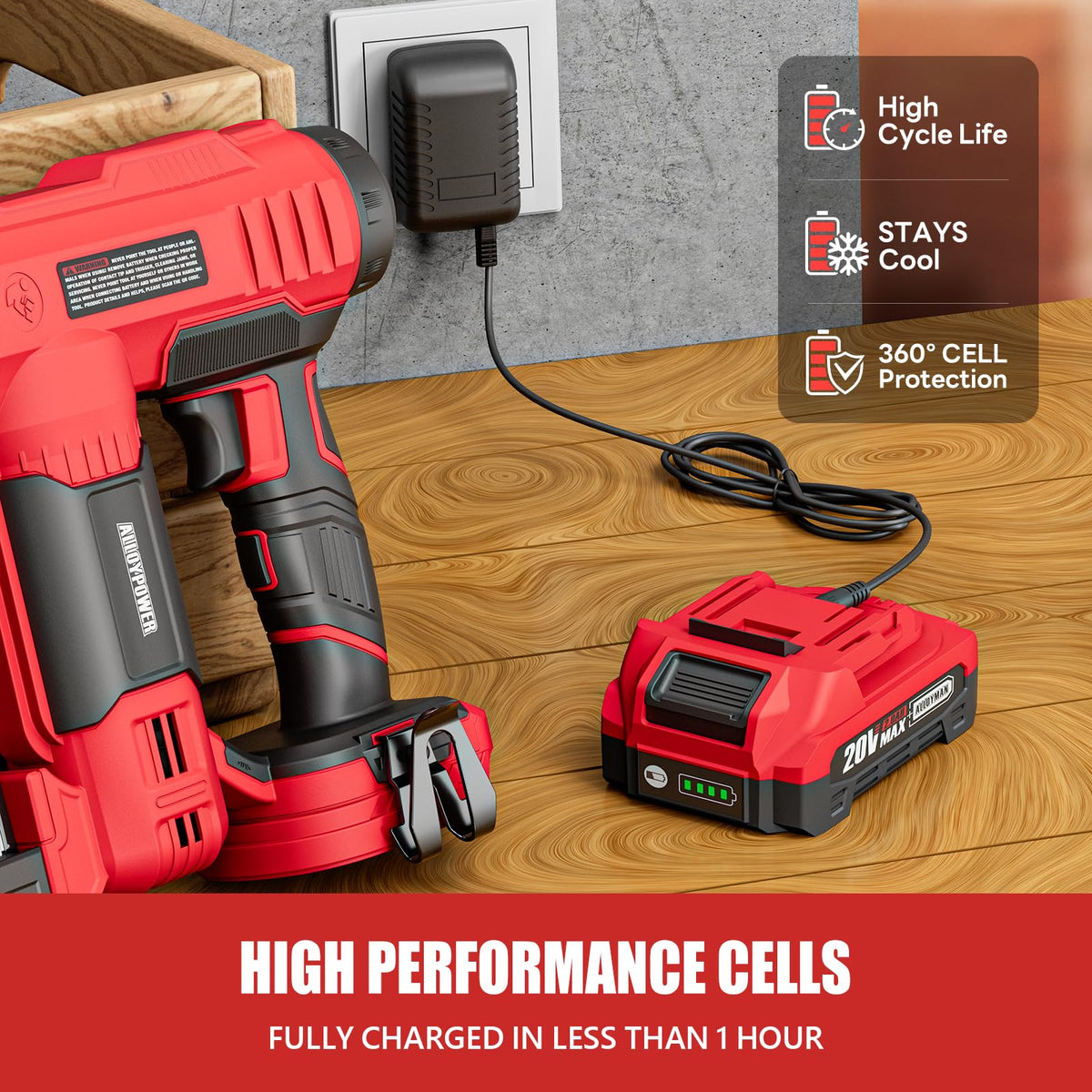 2 in 1 Cordless Brad Nailer/Electric Stapler with Battery and Charger Z8969