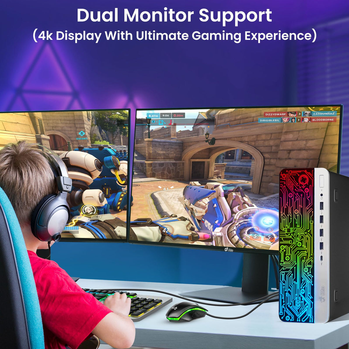 Intel Core i5 16GB DDR4 1TB SSD GT 1030 Gaming Desktop PC with 24 Inch Monitor G5090