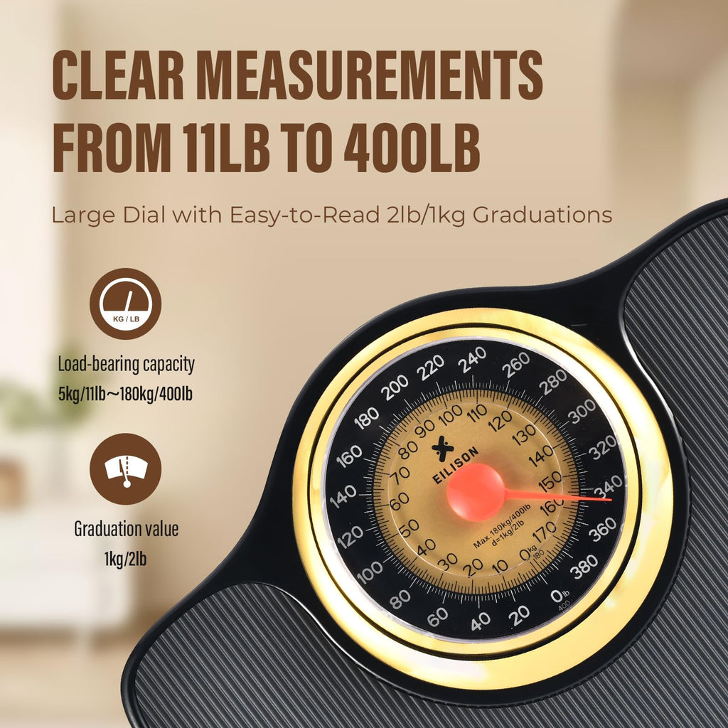 Mechanical Bathroom Scale, Large Dial, 400lbs J291