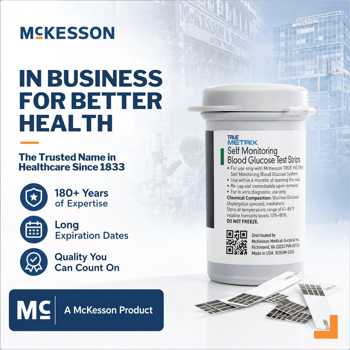 Blood Glucose Test Strips, 1200 Strips W793373