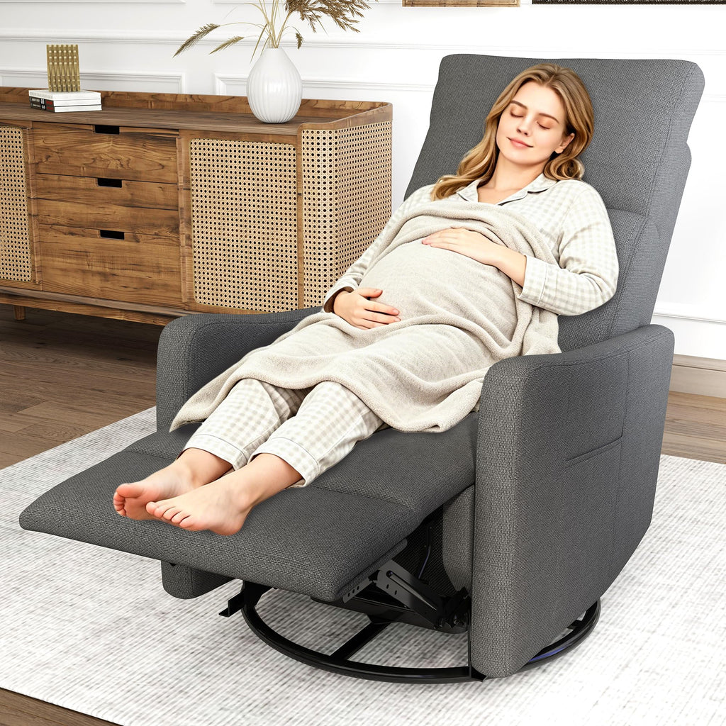 Dark Gray Velvet Swivel Recliner Chair B2769