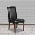 Black LeatherSoft Parsons Chair with Nail Trim B70457