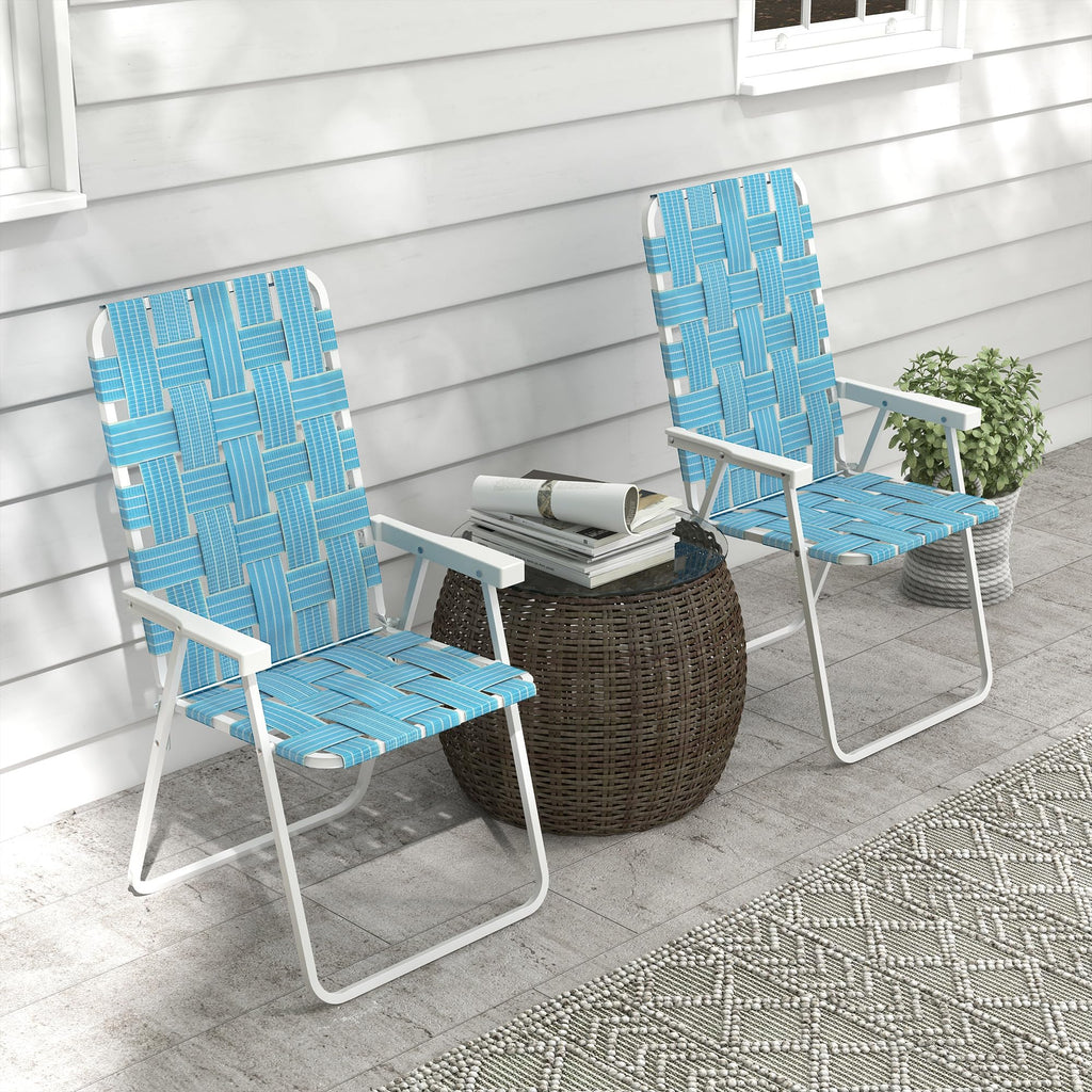 Set of 2 Blue Patio Folding Chairs S439