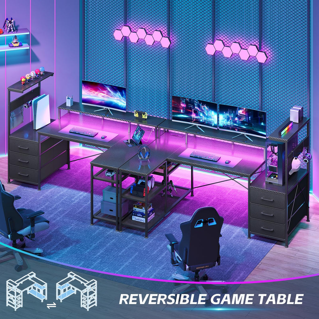 L Shaped Gaming Desk with Drawers P5180