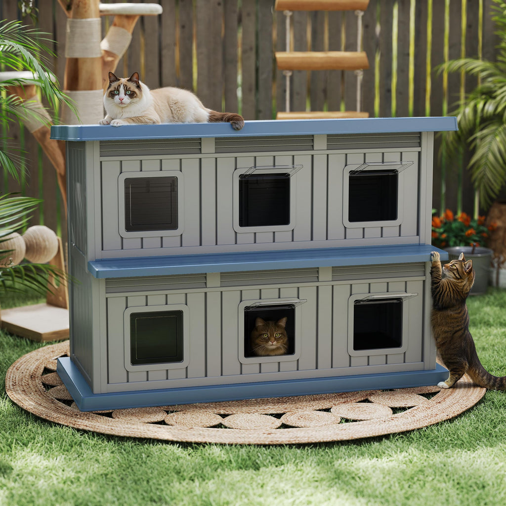 Resin Double-Decker Outdoor Cat House T362