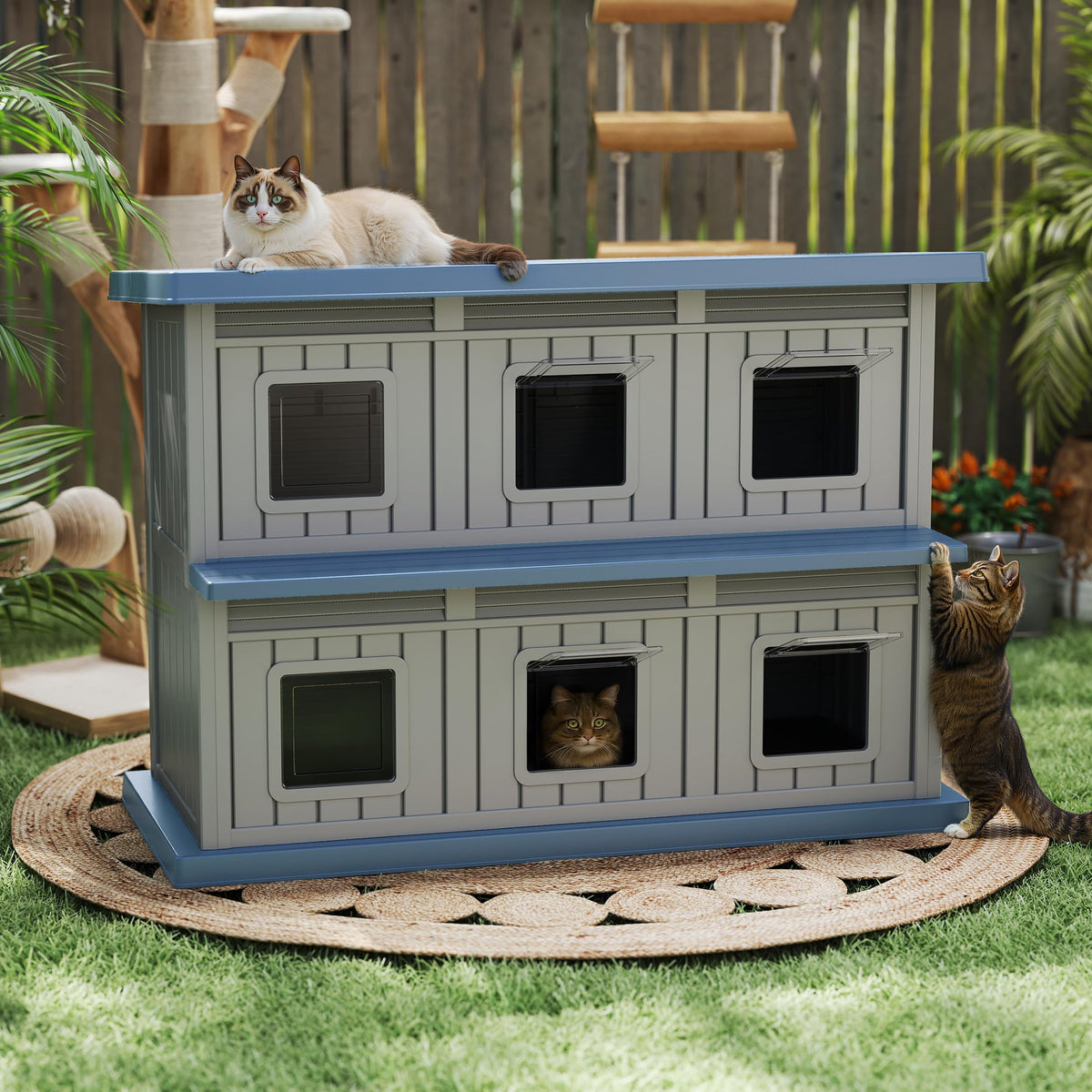 Resin Double-Decker Outdoor Cat House T362