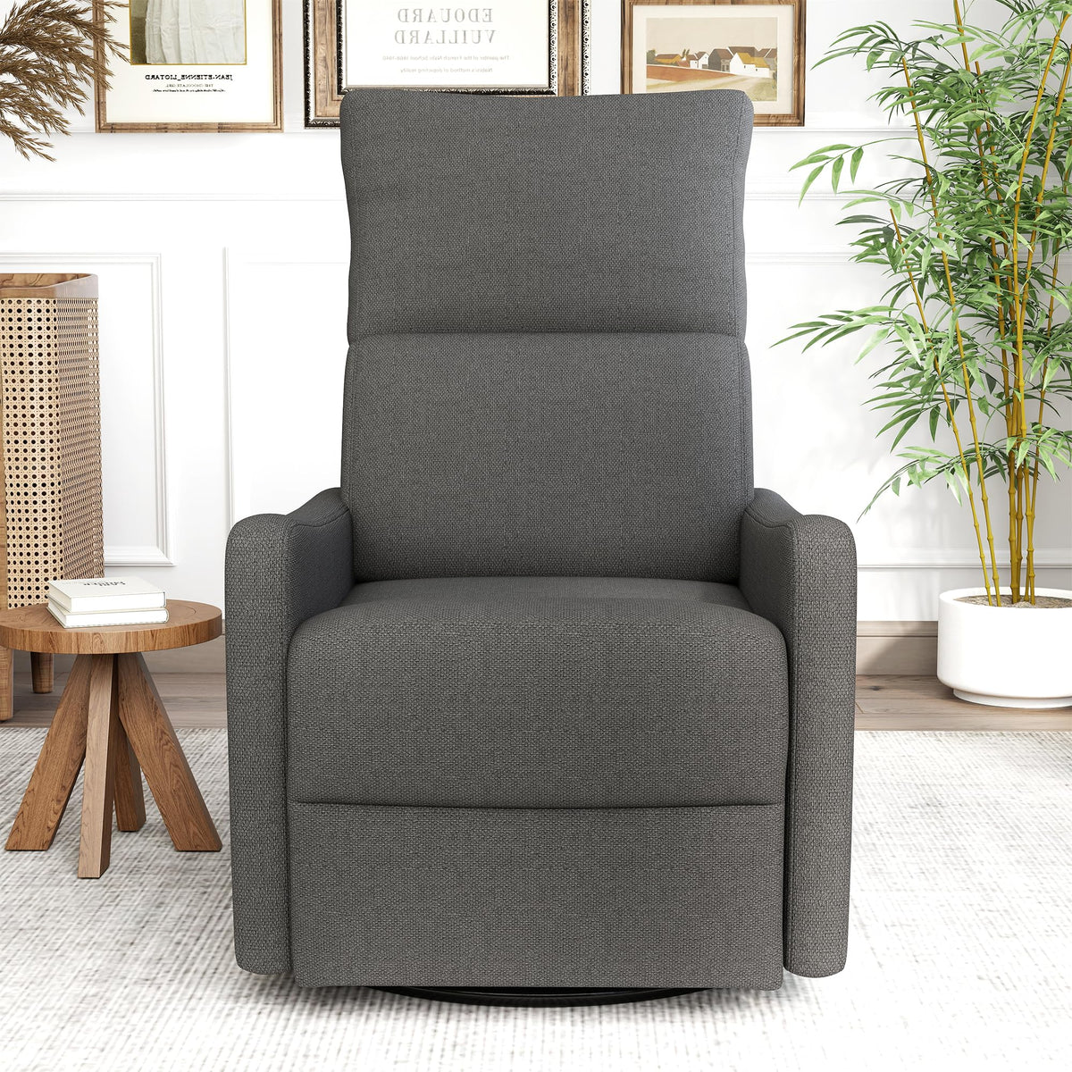 Dark Gray Velvet Swivel Recliner Chair B2769