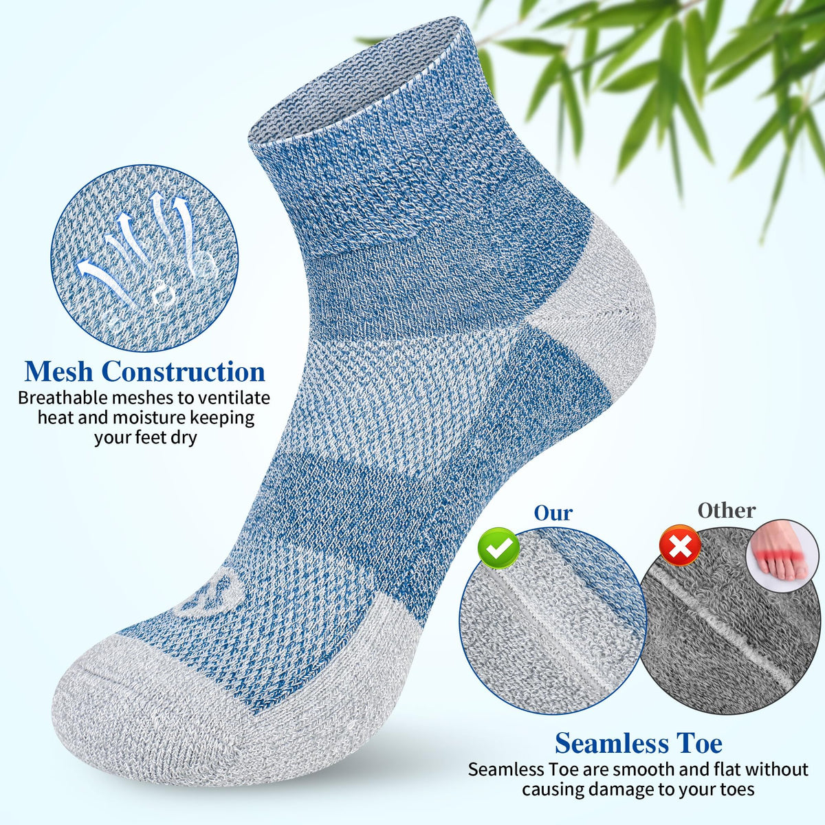 Diabetic Socks for Men, 12 Pairs Ankle & Low Cut Size 9-15 I938