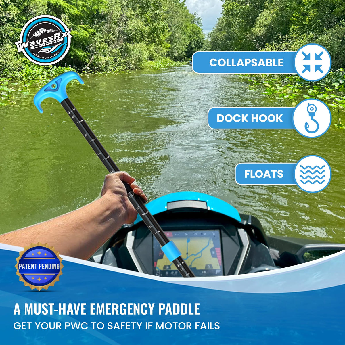 Telescoping Paddle with Docking Hook & Depth Gauge Z5638