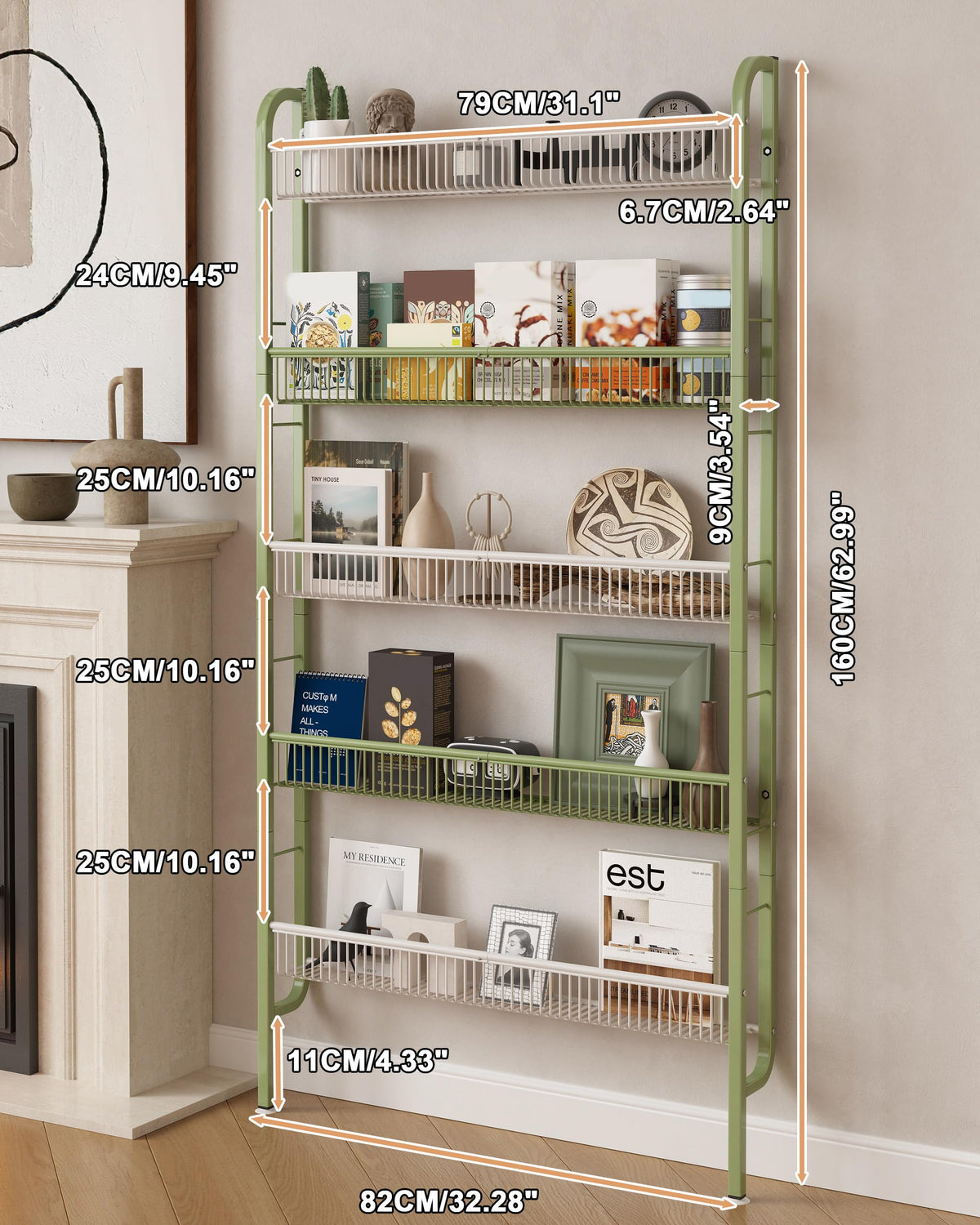 Narrow 5-Tier Bathroom Storage Rack C578