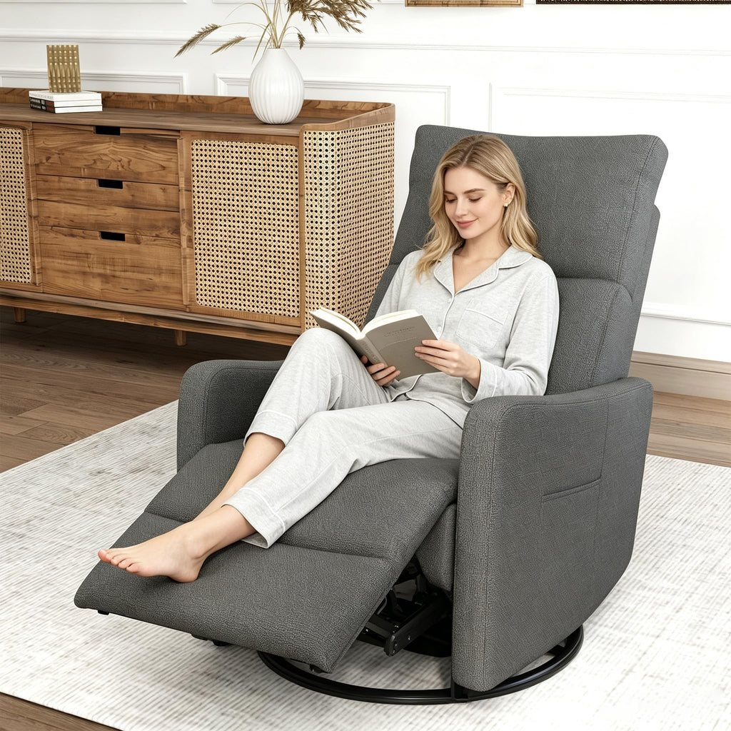 Dark Gray Velvet Swivel Recliner Chair B2769