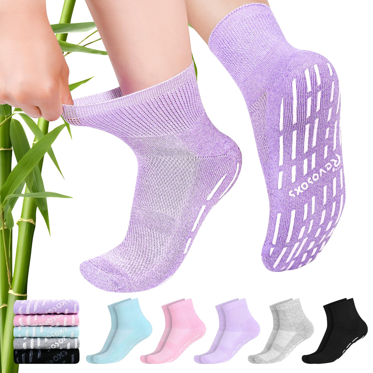 Non Slip Seamless Diabetic Ankle Socks 5 Pairs D740